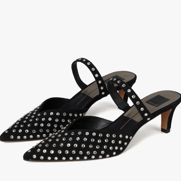 Dolce Vita Kanika Mid Crystal Studded Pointed Toe Black Heels 9.5 - Picture 11 of 11